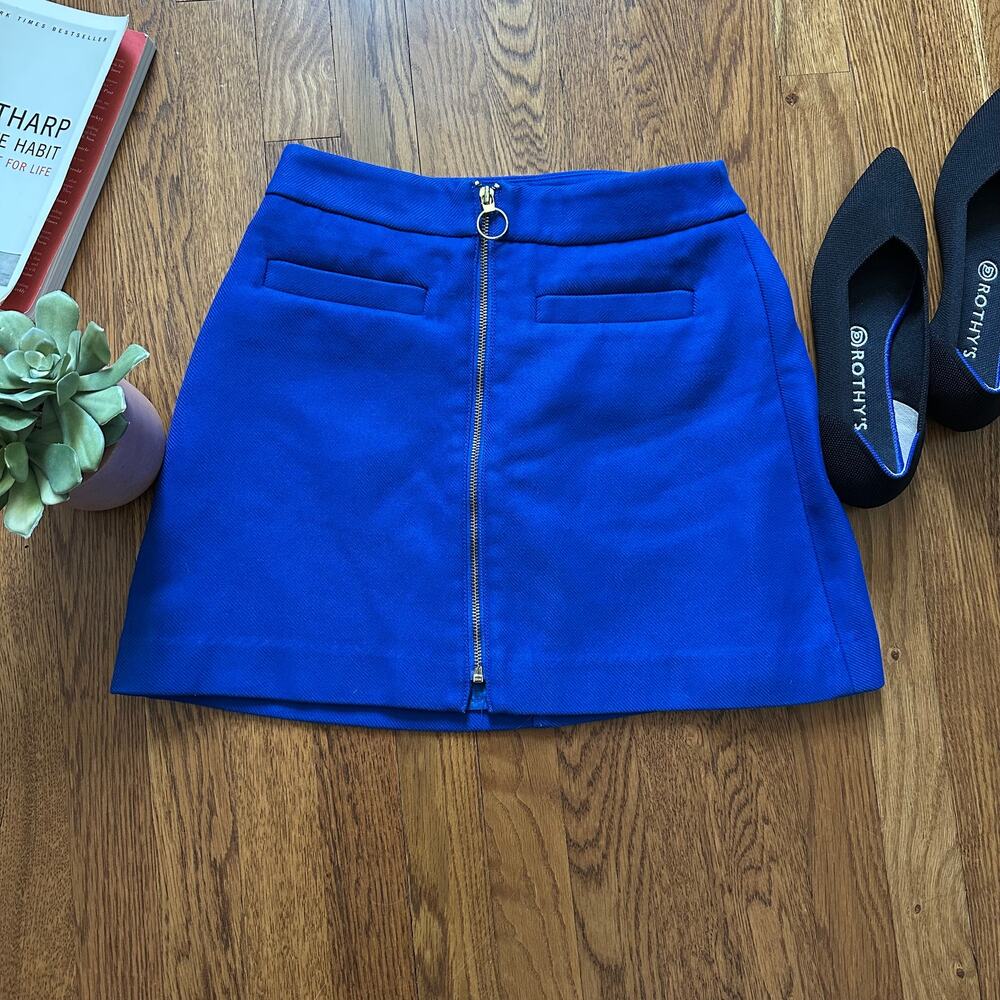 Express Royal Blue Front Zipper Mini Skirt